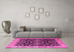 Machine Washable Persian Pink Traditional Rug in a Living Room, wshtr1837pnk