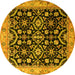 Round Machine Washable Persian Yellow Traditional Rug, wshtr1837yw