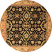 Round Machine Washable Persian Brown Traditional Rug, wshtr1837brn