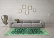 Machine Washable Persian Turquoise Traditional Area Rugs in a Living Room,, wshtr1837turq