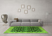 Machine Washable Persian Green Traditional Area Rugs in a Living Room,, wshtr1837grn