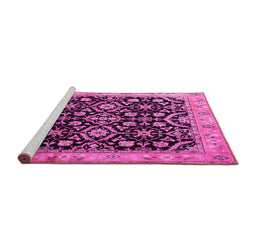 Sideview of Machine Washable Persian Pink Traditional Rug, wshtr1837pnk