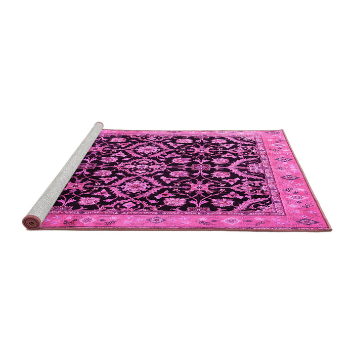 Sideview of Machine Washable Persian Pink Traditional Rug, wshtr1837pnk
