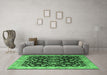 Machine Washable Persian Emerald Green Traditional Area Rugs in a Living Room,, wshtr1837emgrn