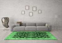 Machine Washable Persian Emerald Green Traditional Rug, wshtr1837emgrn