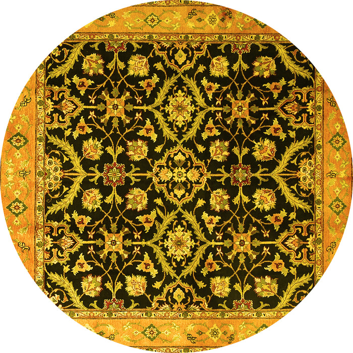 Round Persian Yellow Traditional Rug, tr1837yw