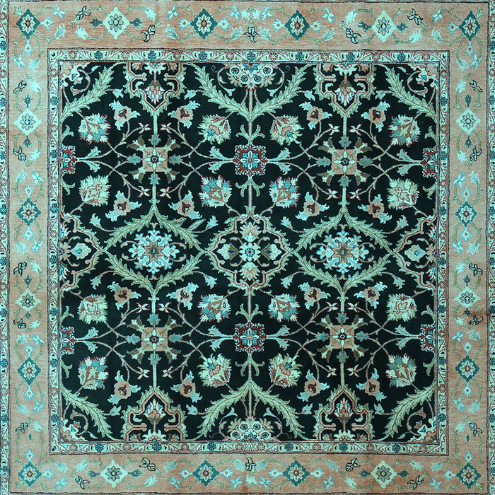 Square Machine Washable Persian Light Blue Traditional Rug, wshtr1837lblu