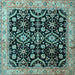 Square Machine Washable Persian Light Blue Traditional Rug, wshtr1837lblu