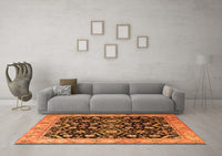 Machine Washable Persian Orange Traditional Rug, wshtr1837org