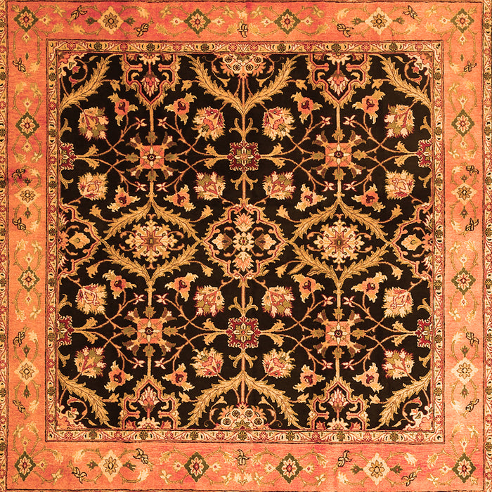 Round Machine Washable Persian Orange Traditional Area Rugs, wshtr1837org