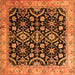 Round Machine Washable Persian Orange Traditional Area Rugs, wshtr1837org