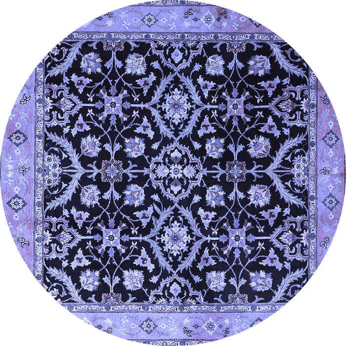 Round Machine Washable Persian Blue Traditional Rug, wshtr1837blu