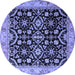 Round Persian Blue Traditional Rug, tr1837blu