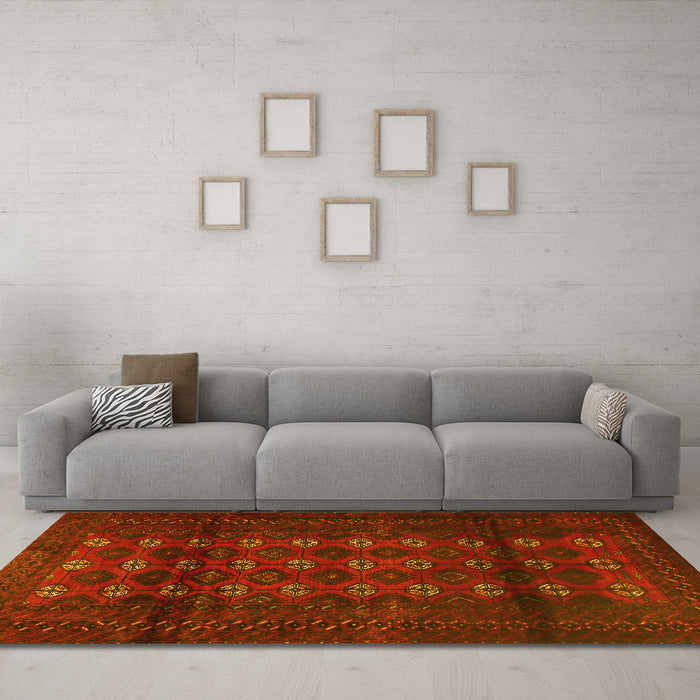 Machine Washable Persian Yellow Traditional Rug in a Living Room, wshtr1838yw