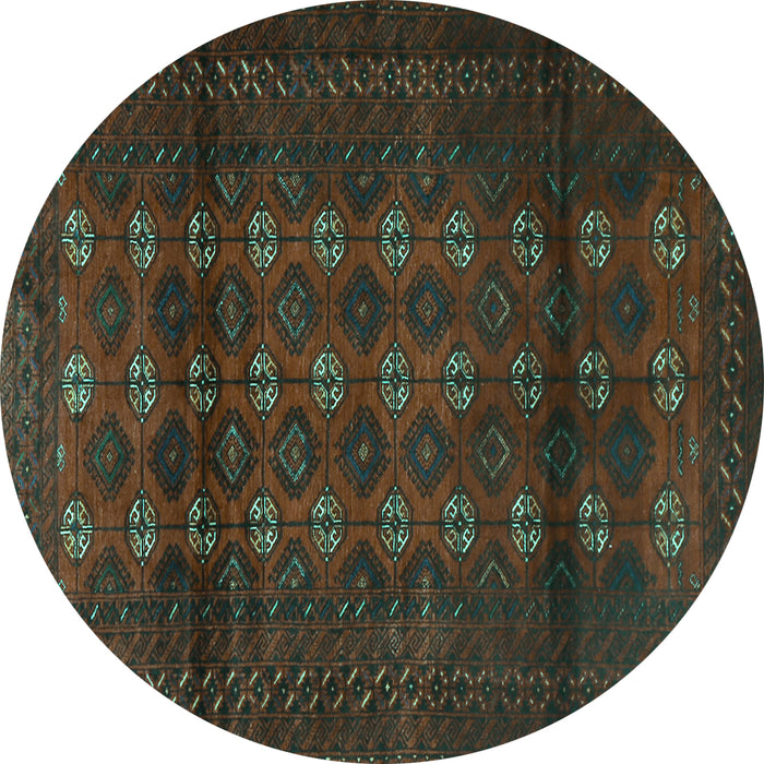 Round Persian Turquoise Traditional Rug, tr1838turq