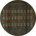 Round Persian Turquoise Traditional Rug, tr1838turq