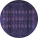 Round Persian Blue Traditional Rug, tr1838blu