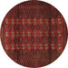 Round Machine Washable Persian Brown Traditional Rug, wshtr1838brn