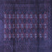 Square Machine Washable Persian Blue Traditional Rug, wshtr1838blu