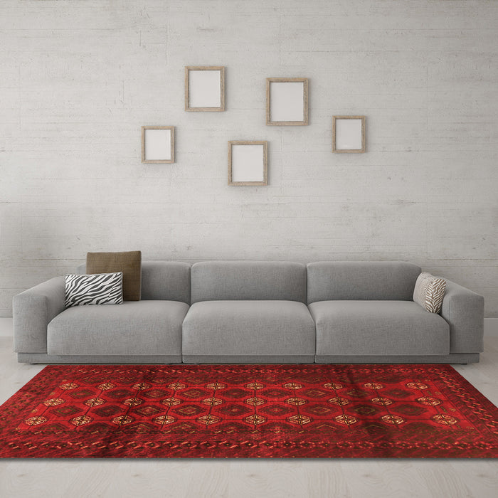 Machine Washable Persian Orange Traditional Area Rugs in a Living Room, wshtr1838org