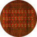 Round Machine Washable Persian Yellow Traditional Rug, wshtr1838yw