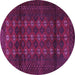 Round Persian Purple Traditional Rug, tr1838pur