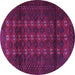 Round Machine Washable Persian Purple Traditional Area Rugs, wshtr1838pur