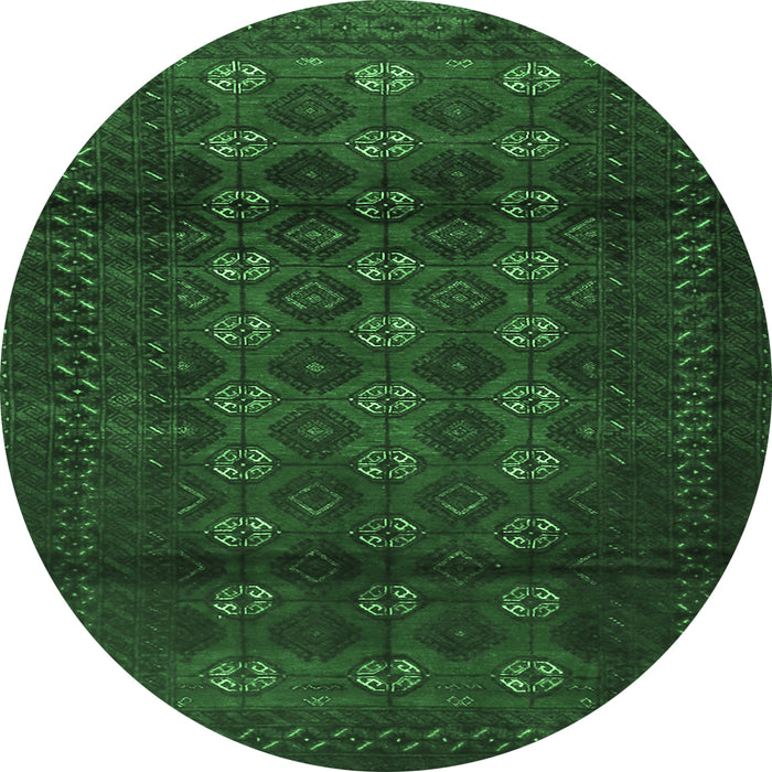 Round Persian Emerald Green Traditional Rug, tr1838emgrn