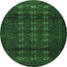 Round Persian Emerald Green Traditional Rug, tr1838emgrn