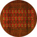 Round Persian Yellow Traditional Rug, tr1838yw