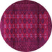 Round Machine Washable Persian Pink Traditional Rug, wshtr1838pnk