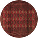 Round Persian Brown Traditional Rug, tr1838brn