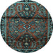 Round Machine Washable Persian Light Blue Traditional Rug, wshtr1839lblu