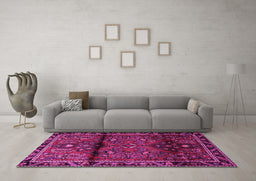 Machine Washable Persian Pink Traditional Rug in a Living Room, wshtr1839pnk