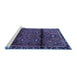 Sideview of Machine Washable Persian Blue Traditional Rug, wshtr1839blu