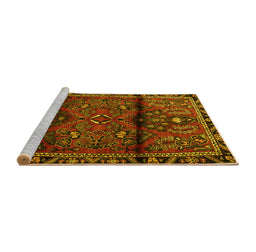 Sideview of Machine Washable Persian Yellow Traditional Rug, wshtr1839yw