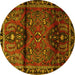 Round Machine Washable Persian Yellow Traditional Rug, wshtr1839yw