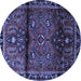 Round Persian Blue Traditional Rug, tr1839blu