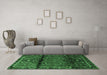 Machine Washable Persian Emerald Green Traditional Area Rugs in a Living Room,, wshtr1839emgrn