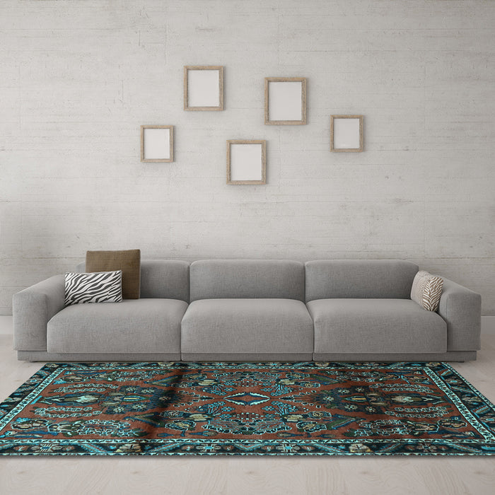 Machine Washable Persian Light Blue Traditional Rug in a Living Room, wshtr1839lblu