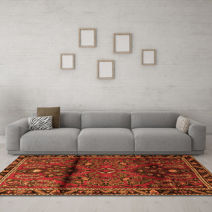 Machine Washable Persian Orange Traditional Area Rugs in a Living Room, wshtr1839org