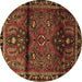 Round Machine Washable Persian Brown Traditional Rug, wshtr1839brn