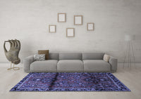 Machine Washable Persian Blue Traditional Rug, wshtr1839blu