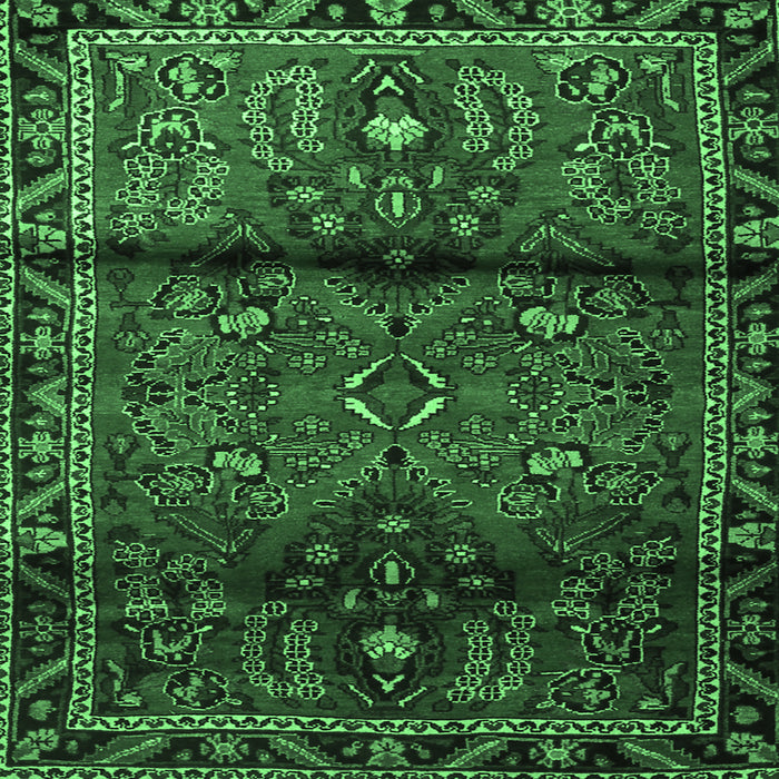 Square Machine Washable Persian Emerald Green Traditional Area Rugs, wshtr1839emgrn
