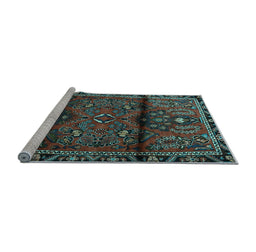 Sideview of Machine Washable Persian Light Blue Traditional Rug, wshtr1839lblu