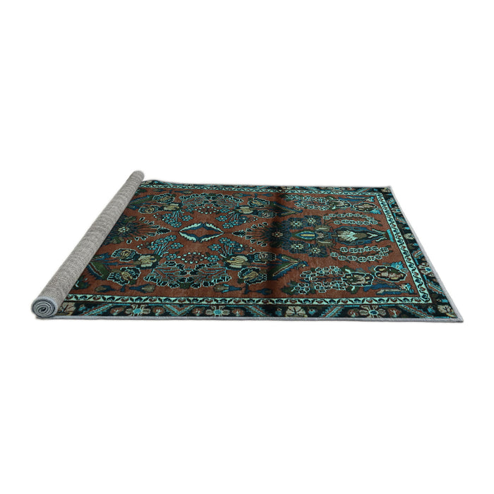 Sideview of Machine Washable Persian Light Blue Traditional Rug, wshtr1839lblu