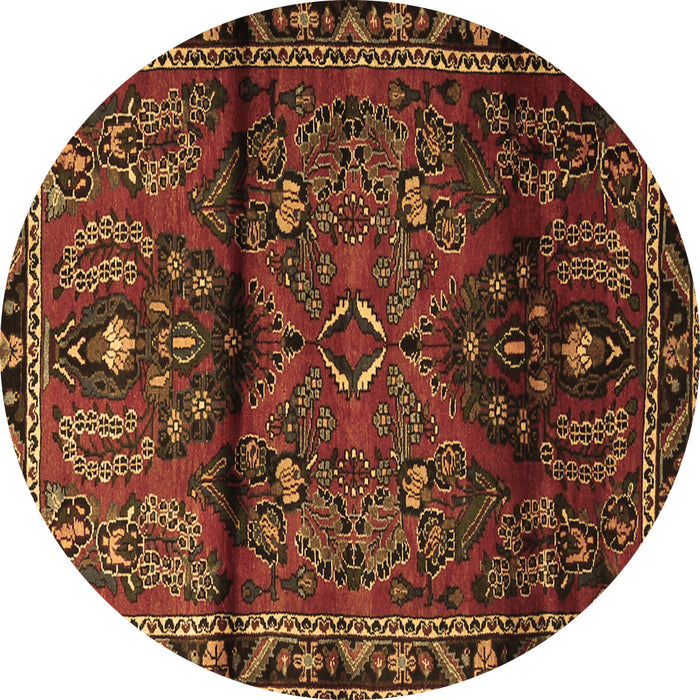 Round Persian Brown Traditional Rug, tr1839brn