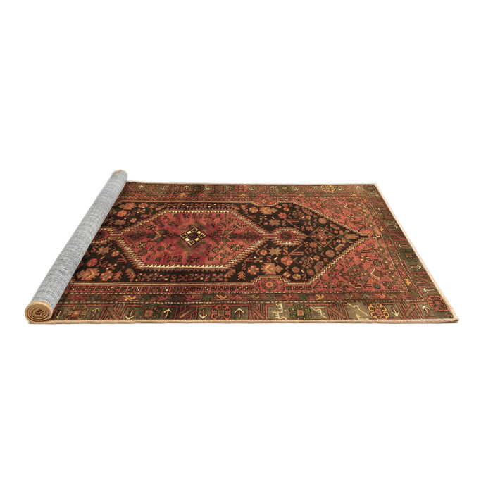 Sideview of Machine Washable Persian Brown Traditional Rug, wshtr183brn