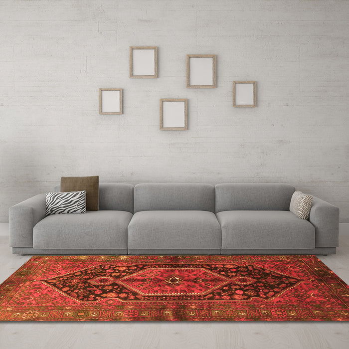 Machine Washable Persian Orange Traditional Area Rugs in a Living Room, wshtr183org
