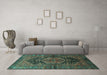 Machine Washable Persian Turquoise Traditional Area Rugs in a Living Room,, wshtr183turq